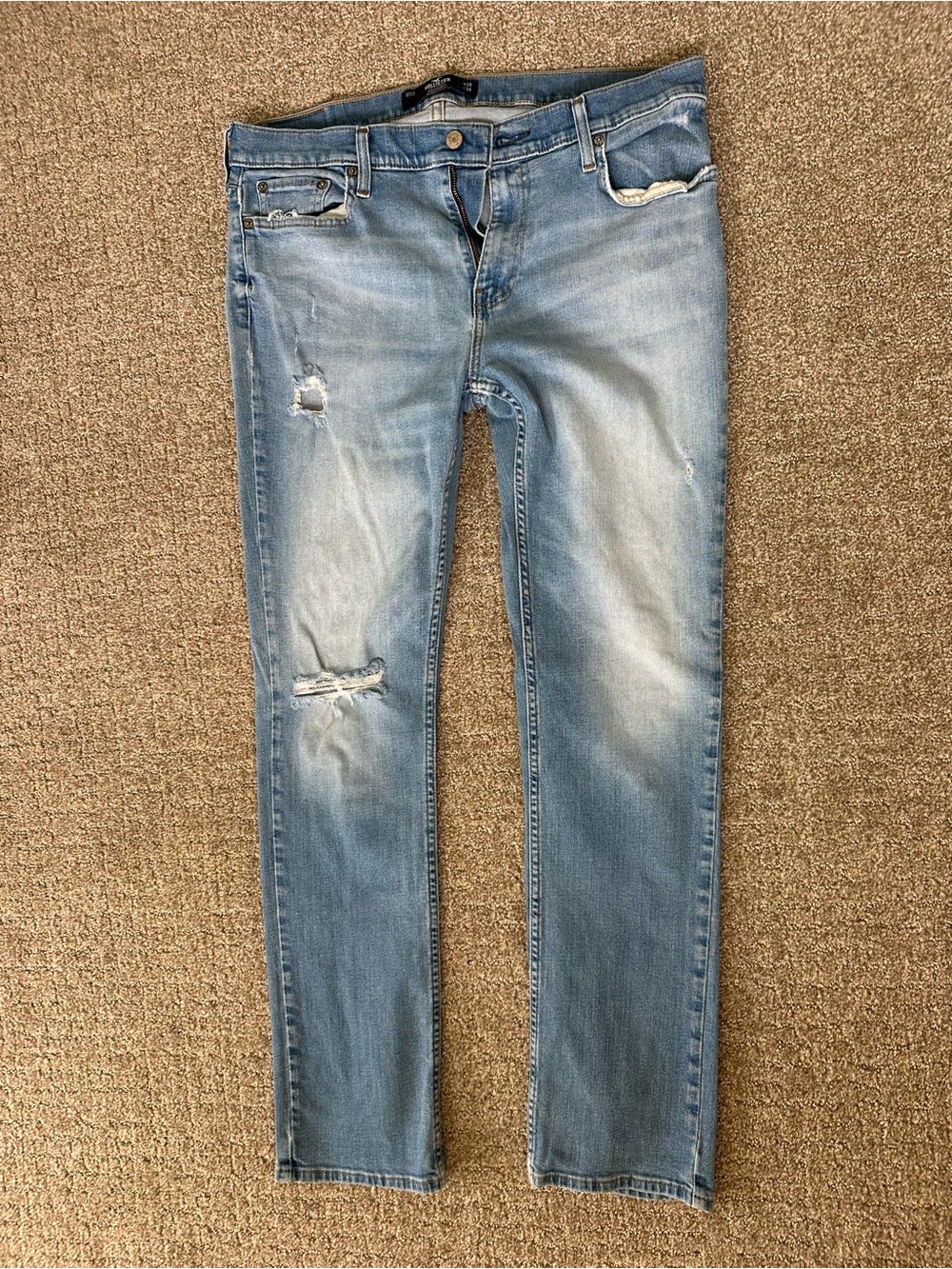Men’s Hollister Light Blue Distressed Slim Straight Jeans
